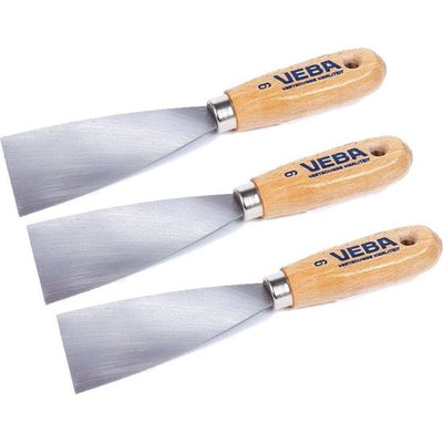 3x Veba Plamuurmes 6cm houten handvat – voordeelverpakking voor nauwkeurig plamuurwerk