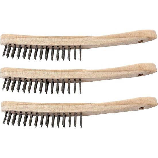 3x Veba Staalborstel hout 2 rijen – voordeelverpakking voor het grondig reinigen van oppervlakken