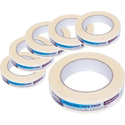 6 stuks Veba Afplaktape Masking Professional 38 mm breed – 50 meter voordeelverpakking voor nauwkeurig afplakken