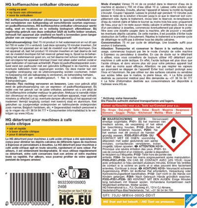 HG koffiemachine ontkalker citroenzuur - 2 stuks + gratis KwastenDiscounter spons