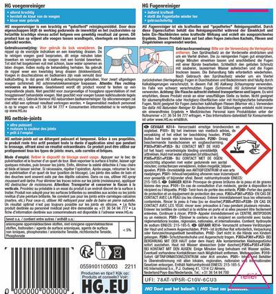 HG voegenreiniger - 2 stuks + Gratis KD spons