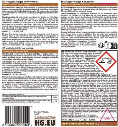 HG voegenreiniger concentraat - 3 stuks + Gratis KD Spons