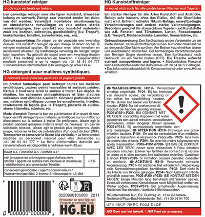 HG kunststof reiniger + Gratis KwastenDiscounter spons