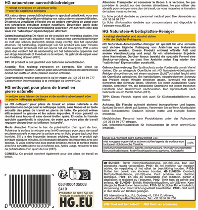 HG natuursteen aanrechtbladreiniger + Gratis KD spons