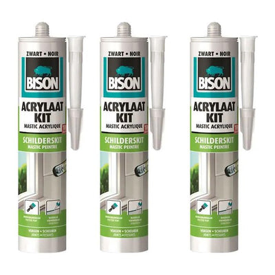 Acrylaatkit zwart 3 stuks – geschikt voor afdichten en kitten van diverse oppervlakken