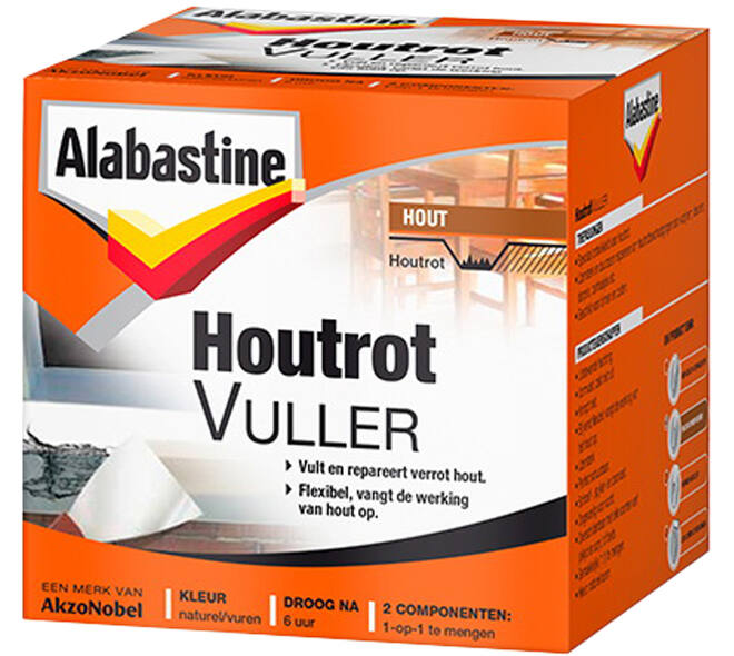 Alabastine Houtrotvuller 2-componenten 500 g – sterke houtreparatie voor beschadigd of verrot hout