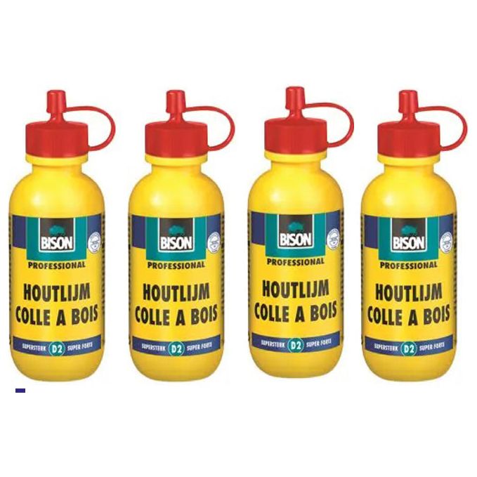Bison Houtlijm 75g D2 4 stuks – krachtige houtlijm voor het verlijmen van hout, verkrijgbaar bij KwastenDiscounter
