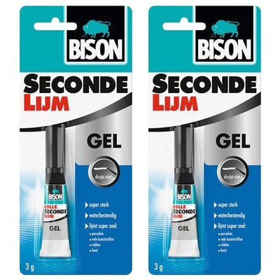 Bison Secondelijm Gel 3g – Snel & Sterk 2 stuks – krachtige lijm voor snelle en sterke hechting, verkrijgbaar bij KwastenDiscounter