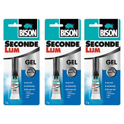 Bison Secondelijm Gel 3g – Snel & Sterk 3 stuks – krachtige lijm voor snelle en sterke hechting, verkrijgbaar bij KwastenDiscounter