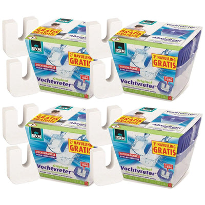 Bison Vochtvreter met navul 450GR 4 stuks – effectieve vochtabsorber voor vochtbestrijding, verkrijgbaar bij KwastenDiscounter