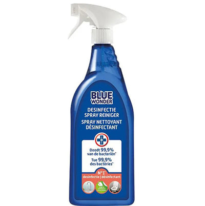 Blue Wonder desinfectie spray reiniger met gratis KwastenDiscounter spons voor hygiënische reiniging