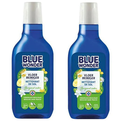 Blue Wonder Vloer-reiniger Dop 2 stuks met gratis KwastenDiscounter spons – effectief voor het reinigen van vloeren