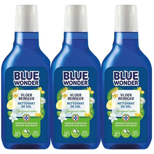 Blue Wonder vloerreiniger dop 3 stuks met gratis KwastenDiscounter spons – krachtige capsules voor een streeploos schone vloer