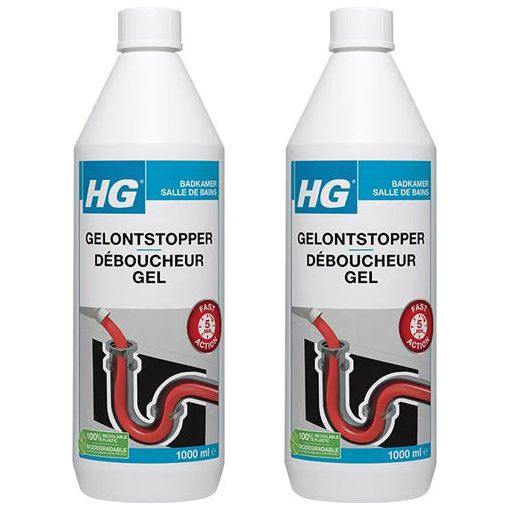 HG Gelontstopper 2 stuks met gratis KwastenDiscounter handschoenen – krachtig middel voor het ontstoppen van leidingen