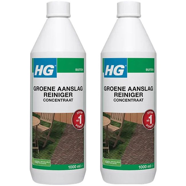 HG groene aanslagreiniger concentraat 1L 9374N 2 stuks – effectief middel tegen groene aanslag, verkrijgbaar bij KwastenDiscounter