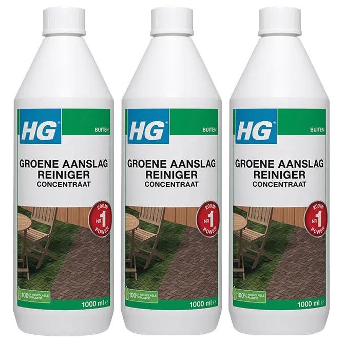 HG groene aanslagreiniger concentraat 1L 9374N 3 stuks – effectief middel tegen groene aanslag, verkrijgbaar bij KwastenDiscounter