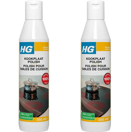 HG kookplaat polish 2 stuks met gratis KwastenDiscounter spons – herstelt en beschermt glans van keramische en inductiekookplaten