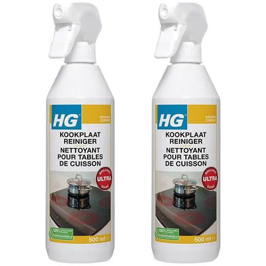 HG Kookplaatreiniger 2 stuks met gratis KwastenDiscounter spons – zorgt voor een stralend schone kookplaat