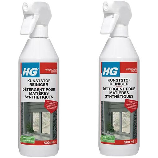 HG kunststof reiniger 2 stuks met gratis KwastenDiscounter spons – effectieve reiniger voor kunststof oppervlakken, verwijdert vuil en vet