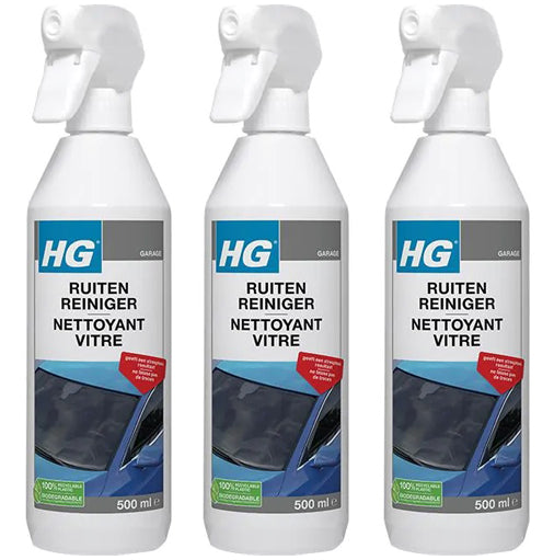 HG ruitenreiniger 3 stuks met gratis KwastenDiscounter spons – zorgt voor streeploze en glanzende ramen en glasoppervlakken