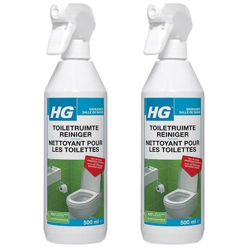 HG toiletruimte reiniger 2 stuks met gratis KwastenDiscounter spons – krachtige reiniger voor een frisse en hygiënische toiletruimte
