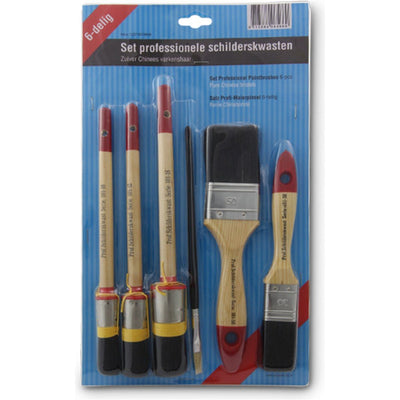 verfkwasten--kwastenset---professionele-kwastenset-rond-&-plat---6-delig---kwast-afbeelding
