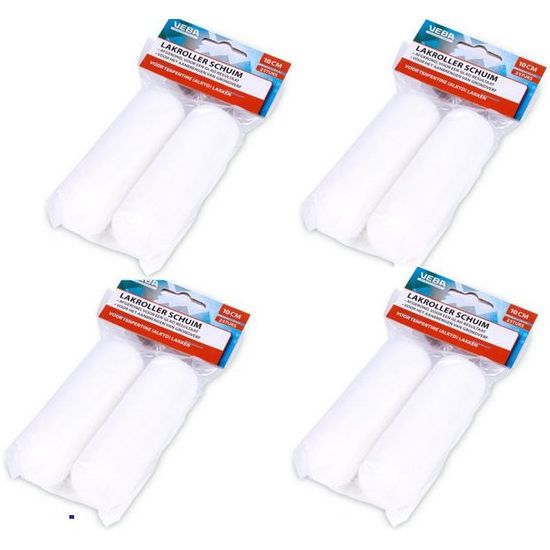 Lakroller schuim 10CM set van 8 stuks – ideaal voor gladde verfafwerking, verkrijgbaar bij KwastenDiscounter