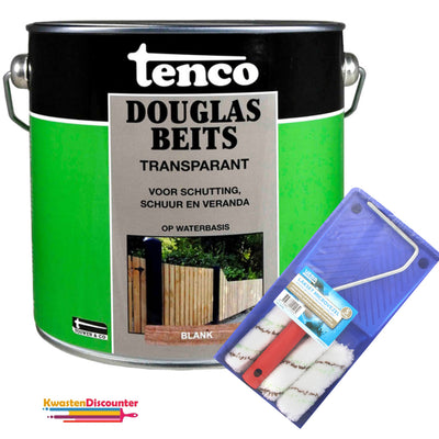 Tenco Douglas Houtbeits Transparant 2,5 liter met gratis KwastenDiscounter lakset Beits & Olie 5-delig, 10 cm