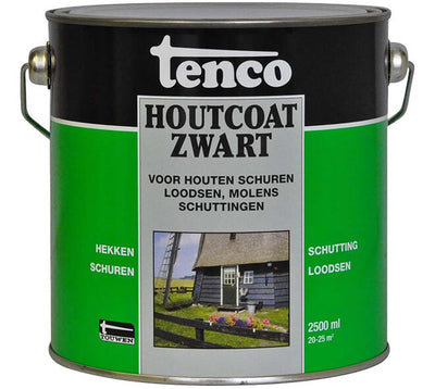 Tenco Houtcoat Zwart 2,5 liter – duurzame beschermende houtverf voor buitengebruik
