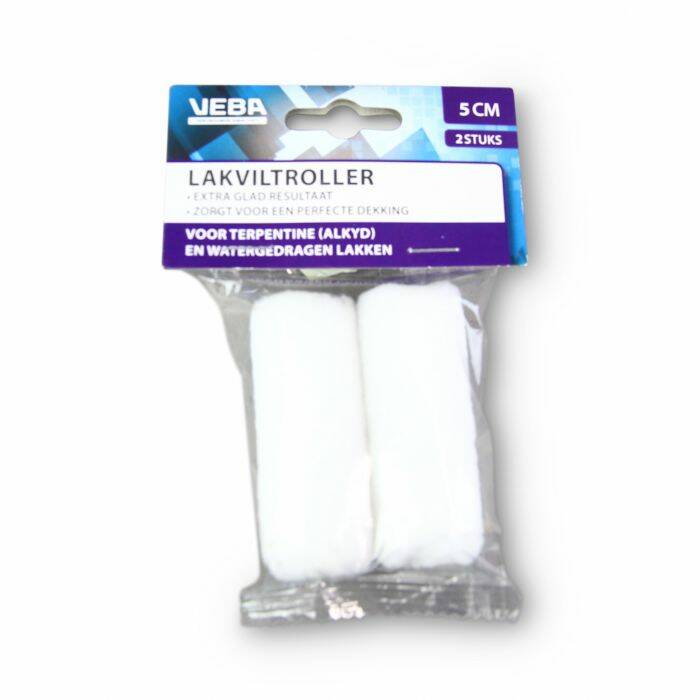 VEBA Farbroller Lackfilz 5 cm – 2 Stück in hängender Verpackung | Geeignet für größere Flächen