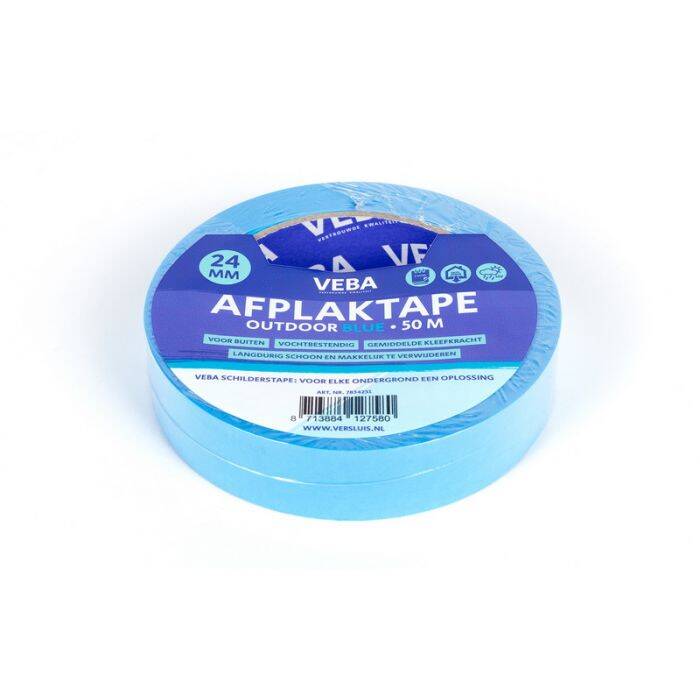 Afplaktape Outdoor Blue 24 mm x 50 meter