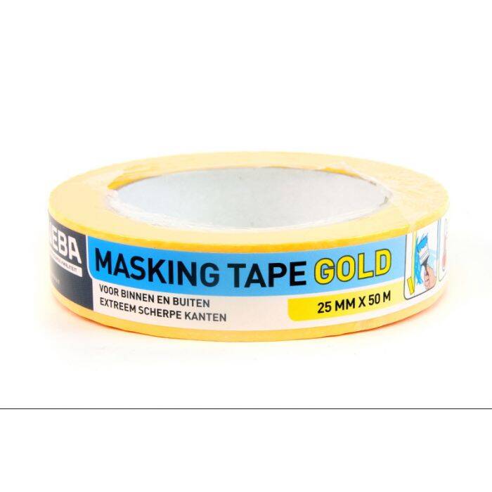 afplaktape/masking-tape-gold-25-mm-x-50-meter-afbeelding