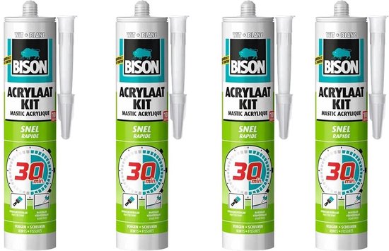 Bison Acrylaatkit - wit - snel - 4 stuks