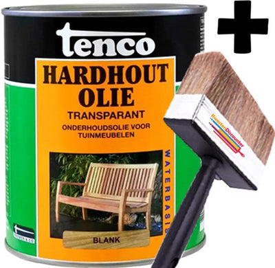 Tenco Hardhout Olie 1 Liter + Kwastendiscounter Beitskwast