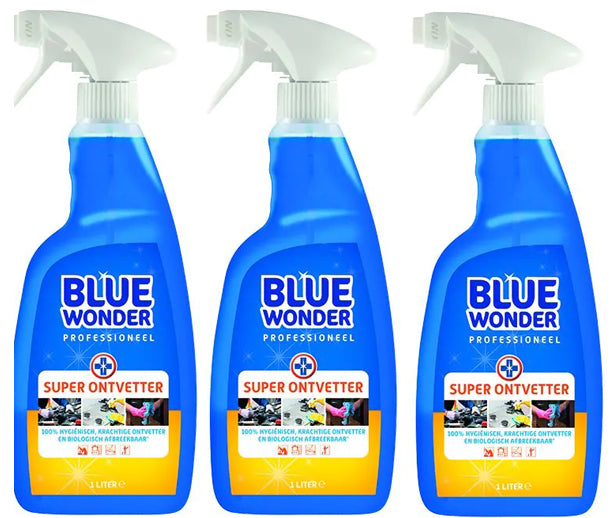 Blue Wonder Professioneel Superontvetter Spray - 3 stuks + gratis KD Spons