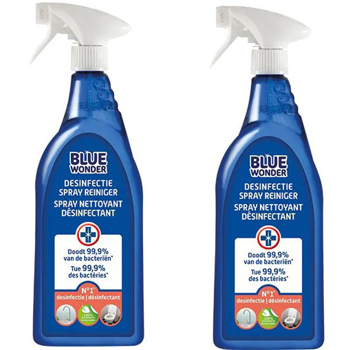 Blue Wonder desinfectie spray reiniger - 2 stuks + gratis KD Spons