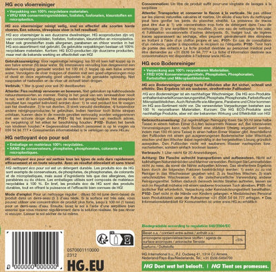 HG eco vloerreiniger + Gratis KwastenDiscounter spons - 4 stuks