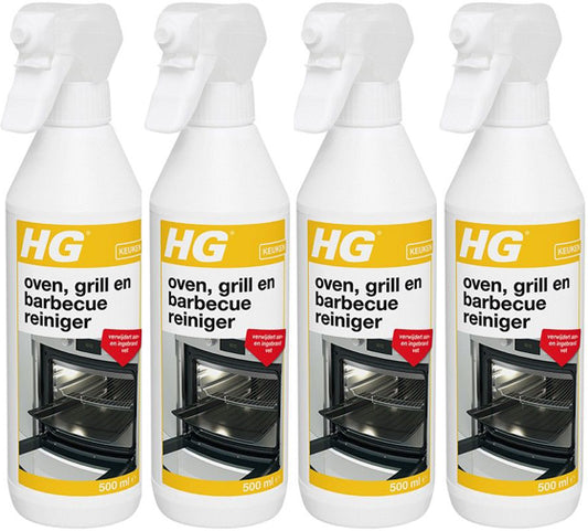 HG oven, grill en barbecuereiniger 500ML - 4 stuks + Gratis KD spons