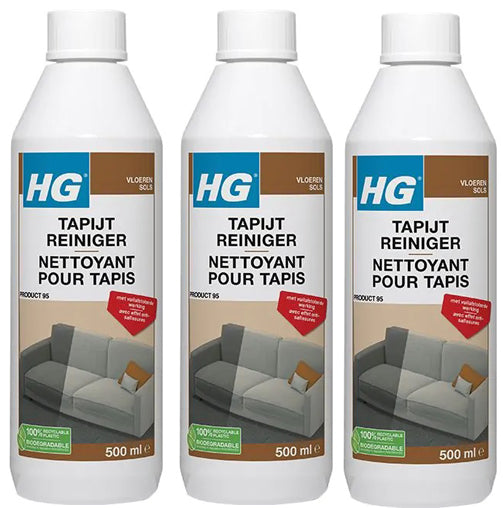 HG Tapijtreiniger 500 ml - 3 stuks + gratis KD Spons