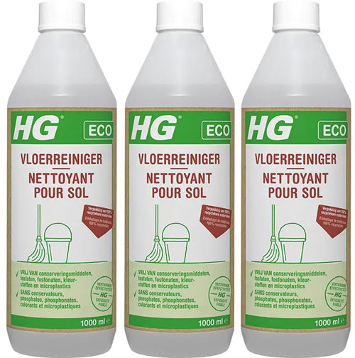 HG eco vloerreiniger + Gratis KwastenDiscounter spons - 3 stuks