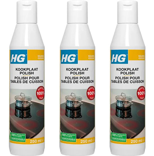 HG kookplaatreiniger + Gratis KwastenDiscounter spons - 3 stuks