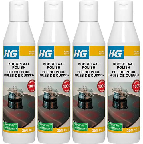 HG kookplaatreiniger + Gratis KwastenDiscounter spons - 4 stuks