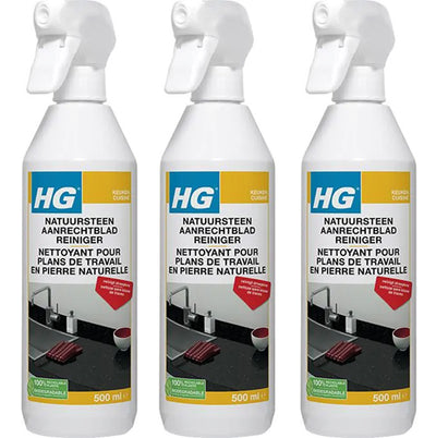HG natuursteen aanrechtbladreiniger - 3 stuks + Gratis KwastenDiscounter spons