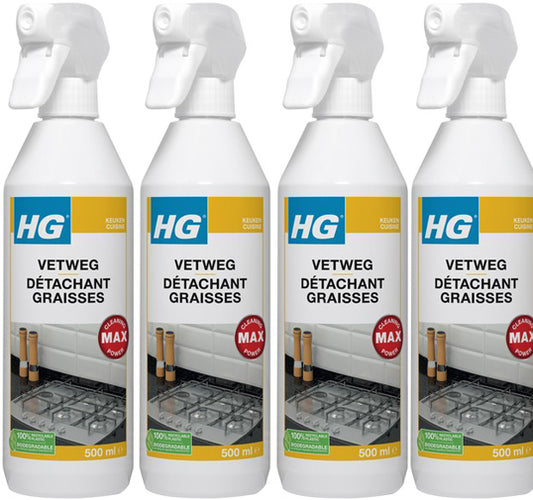 HG vetweg 500ML - 4 stuks + Gratis KD Spons