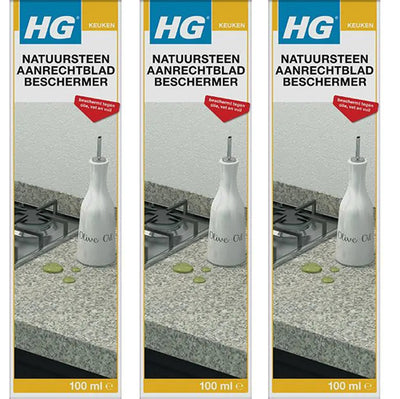 HG natuursteen aanrechtbladbeschermer - 3 stuks + KwastenDiscounter spons