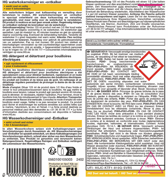 HG waterkokerreiniger en -ontkalker - 2 stuks + Gratis KwastenDiscounter spons