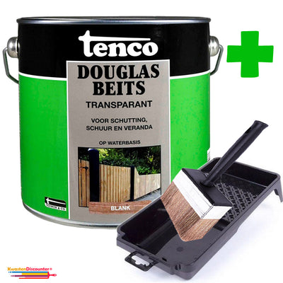 Tenco Douglas Houtbeits Transparant Blankset 2.5L + GRATIS KD Beits Blokkwast & Verfbak 15 cm x 29 cm