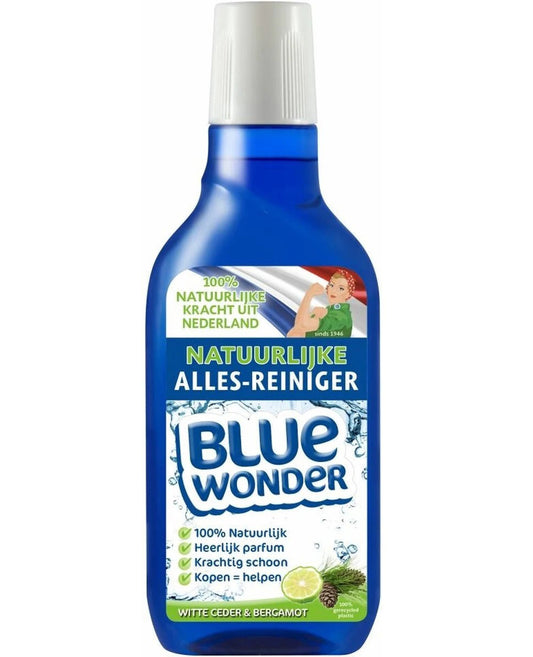 BLUE WONDER | 100% NATUURLIJK ALLESREINIGER | WITTE CEDER BEGAMOT | 750 ml fles met dop