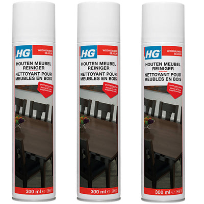 HG Houtenmeubelreiniger, set van 3 stuks – zachte reiniger voor houten meubels met gratis KwastenDiscounter spons
