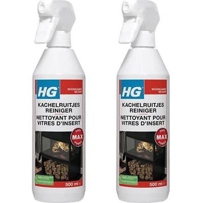 HG kachelruitjesreiniger 2 stuks met gratis KwastenDiscounter spons – reinigt streeploos en grondig kachelruitjes en glasoppervlakken
